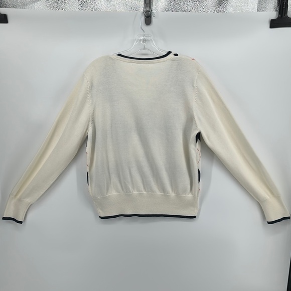 Tommy Hilfiger Cream,Navy&Orange Diamond V-Neck Sweater Sz XL - Picture 7 of 9